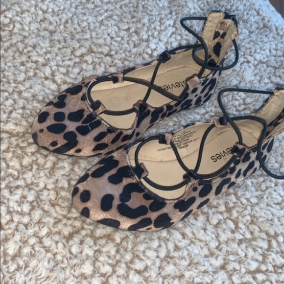 Girls Leopard print lace-up ballet flats - Picture 5 of 5